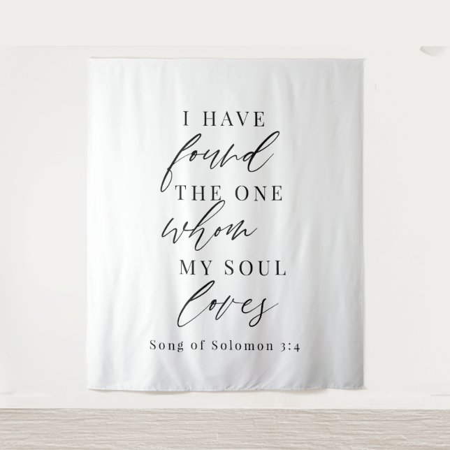 Bible Verse Elegant Calligraphy Wedding Backdrop  Tapestry (Front)