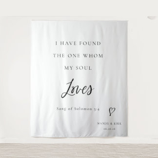 Bible Verse Elegant Calligraphy Wedding Backdrop Tapestry