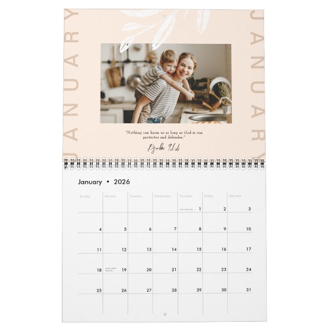 Bible Verse Elegant Natural Tones Photo Gallery Calendar (Jan 2026)