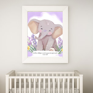 Bible Verse Elephant Baby Nursery Wall Art