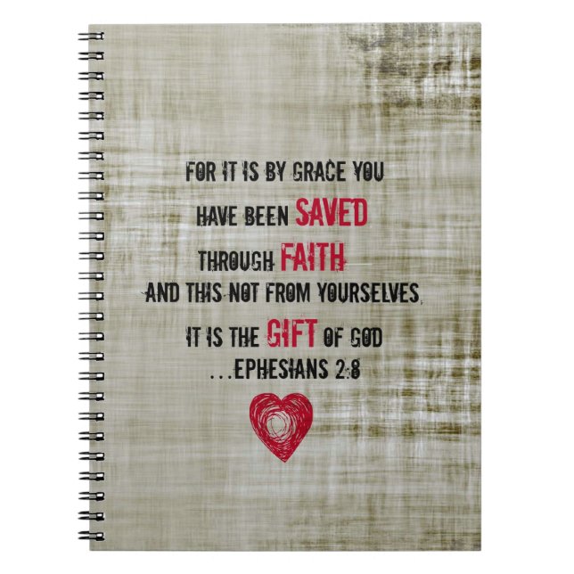 Bible Verse Ephesians 2:8 Notebook (Front)
