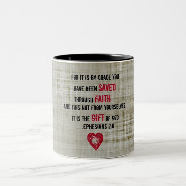 Bible Verse Ephesians 2:8 Two-Tone Coffee Mug (Center)