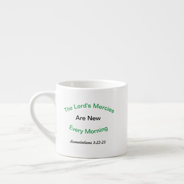 Bible Verse Espresso Mug Lamentations 3:22-23 (Left)