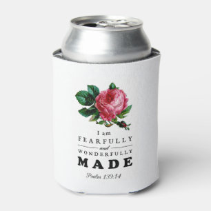 Bible Verse Fearfully and Wonderfully Made Rose Can Cooler