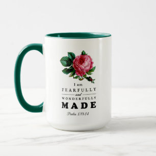 Bible Verse Fearfully and Wonderfully Made Rose Mug