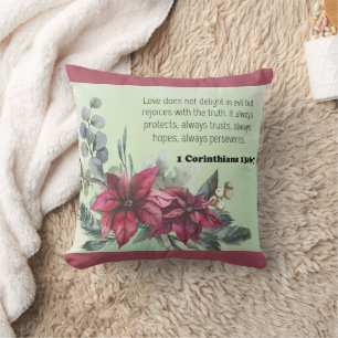 Bible verse floral cushion