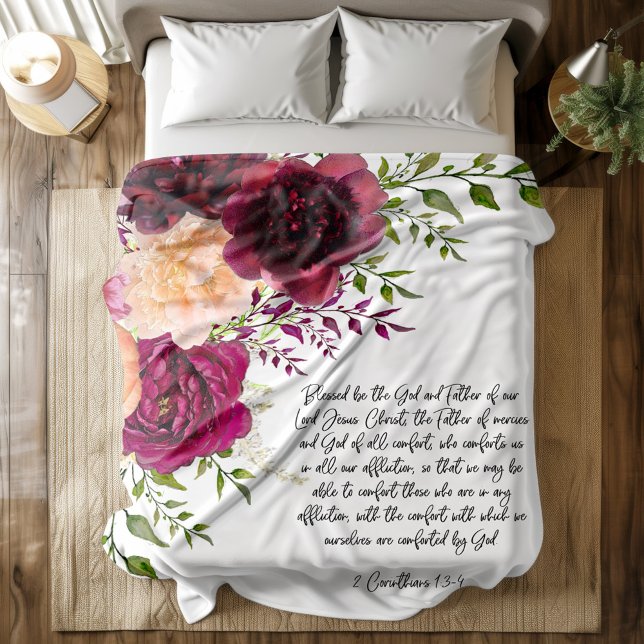 Bible verse floral Fleece Blanket (Creator Uploaded)