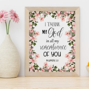 Bible verse Floral Philippians Wall Art Poster