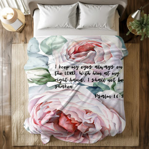 Bible verse floral Psalm 16 fleece blanket