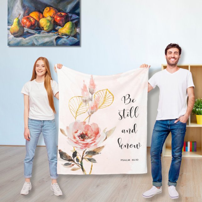 Bible verse floral Psalm 46  medium fleece blanket (Creator Uploaded)