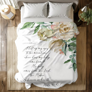 Bible verse floral Psalm fleece blanket