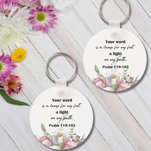 Bible Verse Floral Psalm Round Keychain (Creator Uploaded)