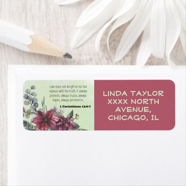 Bible verse floral Return Address Label (Insitu)