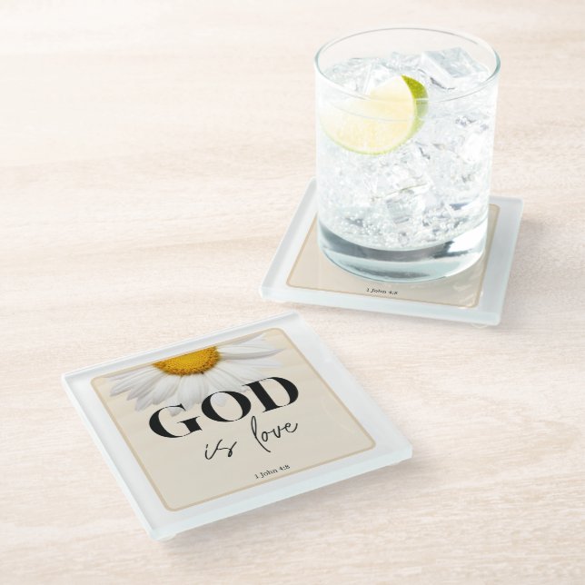 Bible verse Floral scripture  Glass Coaster (Angled)