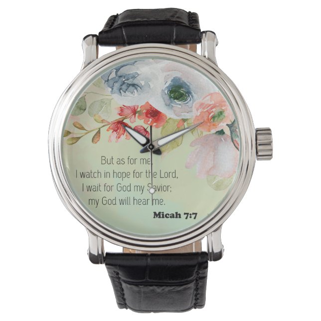 Bible Verse Floral Square  Watch (Front)