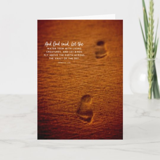 Bible Verse Footprints Sand Genesis 1 20 Card Zazzle au
