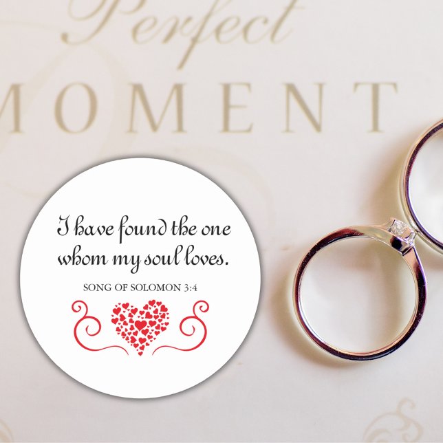 Bible Verse ✝️ Found The One My Soul Loves Classic Round Sticker (Bible Verse ✝️ Found The One My Soul Loves Classic Round Sticker)