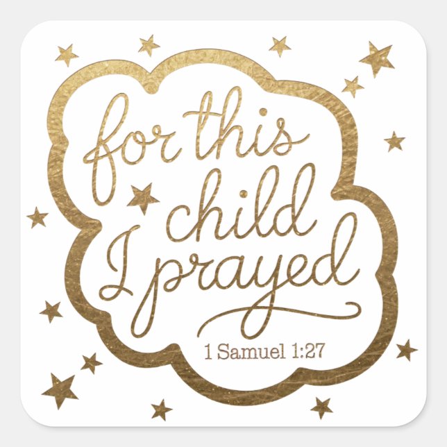 Bible verse from 1 Samuel 1:27 Square Sticker (Front)
