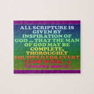 Bible verse from 2 Timothy 3:16-17. Jigsaw Puzzle