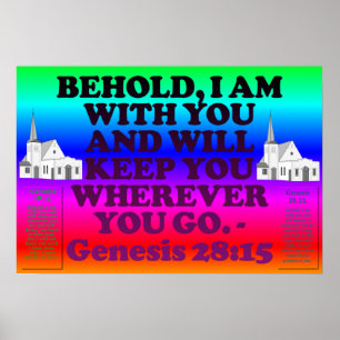 Bible verse from Genesis 28:15. Poster