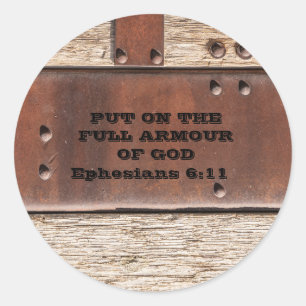 Bible Verse Full Armour of God Ephesians Classic Round Sticker