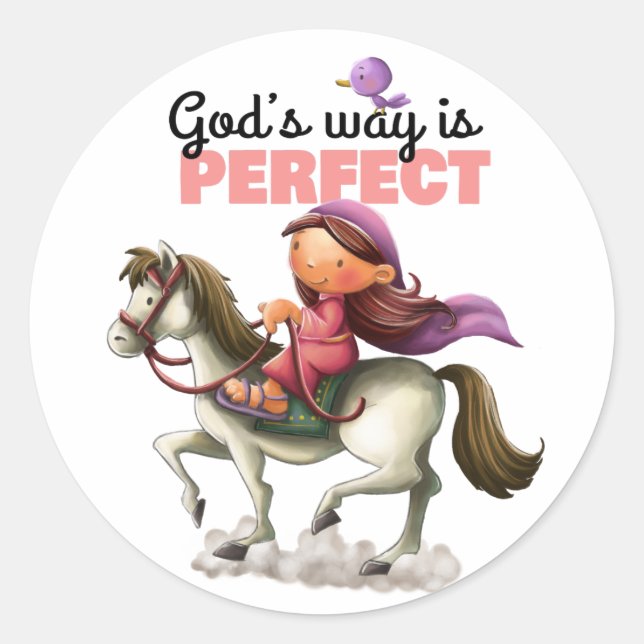 Bible verse girl on horse sticker page (Front)
