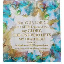 Bible Verse God Lifts My Head High Marble Design