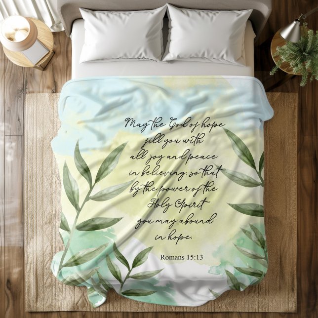 Bible verse green leaves Fleece Blanket (Creator Uploaded)