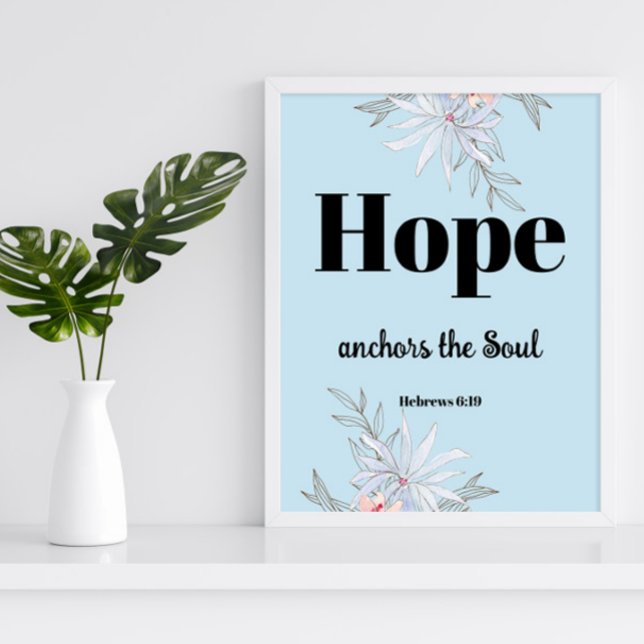 Bible verse Hebrews Blue Floral  Poster (Creator Uploaded)