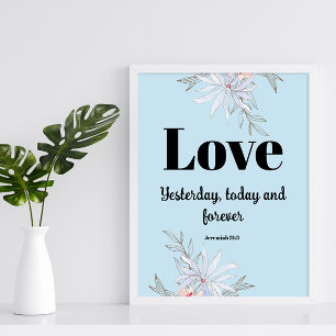 Bible verse Hebrews Blue Floral  Poster