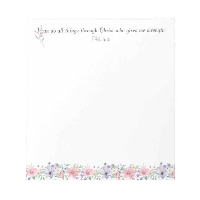 Bible Verse I Can Do All Things  Notepad (Front)