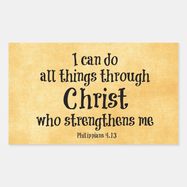 Bible Verse: I can do all things through Christ Rectangular Sticker (Front)