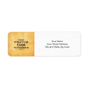 Bible Verse: I can do all things through Christ Return Address Label