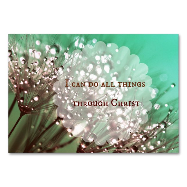 Bible Verse: I can do all things through Christ Table Number (Front)