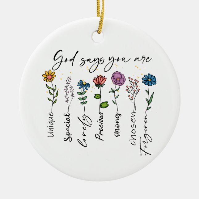 Bible Verse Inspiration Wildflower Christian Quote Ceramic Ornament (Front)