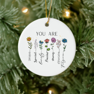Bible Verse Inspiration Wildflower Positive Quote Ceramic Ornament