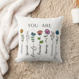 Bible Verse Inspiration Wildflower Positive Quote Cushion