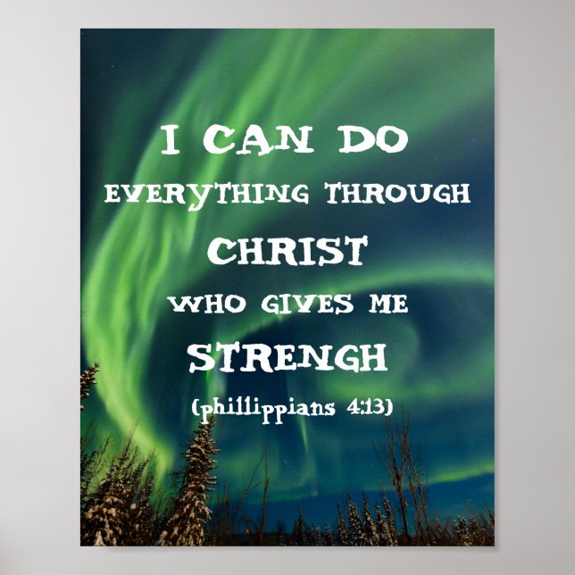 Bible Verse Inspirational Quote Northern Lights Poster (Front)
