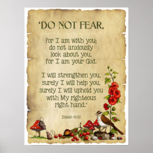Bible Verse: Isaiah 41:10, Do Not Fear, Nature Art Poster