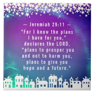 Bible Verse Jeremiah 29:11 Christmas Village Ceramic Tile