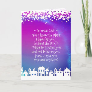 Bible Verse Jeremiah 29:11 Christmas Village Holiday Card