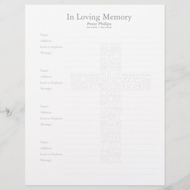 Bible verse John14 cross-shaped filigree - (Front)