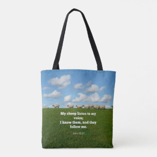 Bible verse, John 10:27, My sheep... Tote Bag