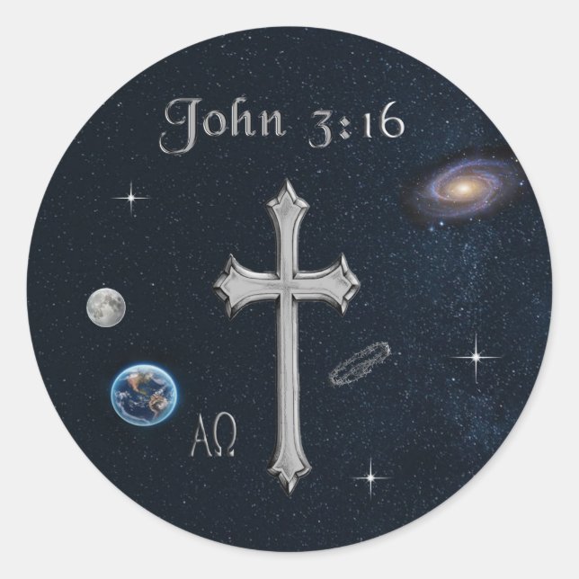 Bible Verse John 3:16 Classic Round Sticker (Front)