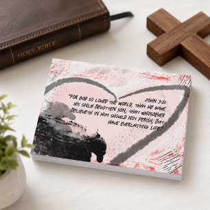 Bible Verse John 3:16 Grunge Heart Postcard