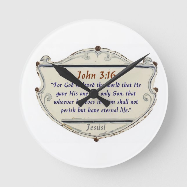 Bible Verse John 3:16 Shield Wall Clock (Front)