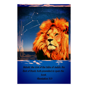 Bible Verse Lion of Tribe of Judah-Rev 5:5 Poster