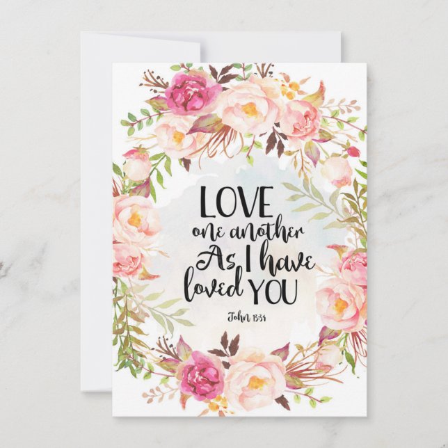 Bible Verse, Love one another, John 13:34. Card (Front)