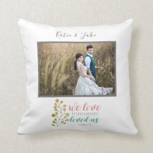 Bible Verse Love Wedding Photo couple Lettering Cushion