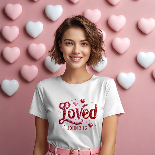 Bible Verse Loved John 3:16 Hearts Valentine's Day T-Shirt (Creator Uploaded)